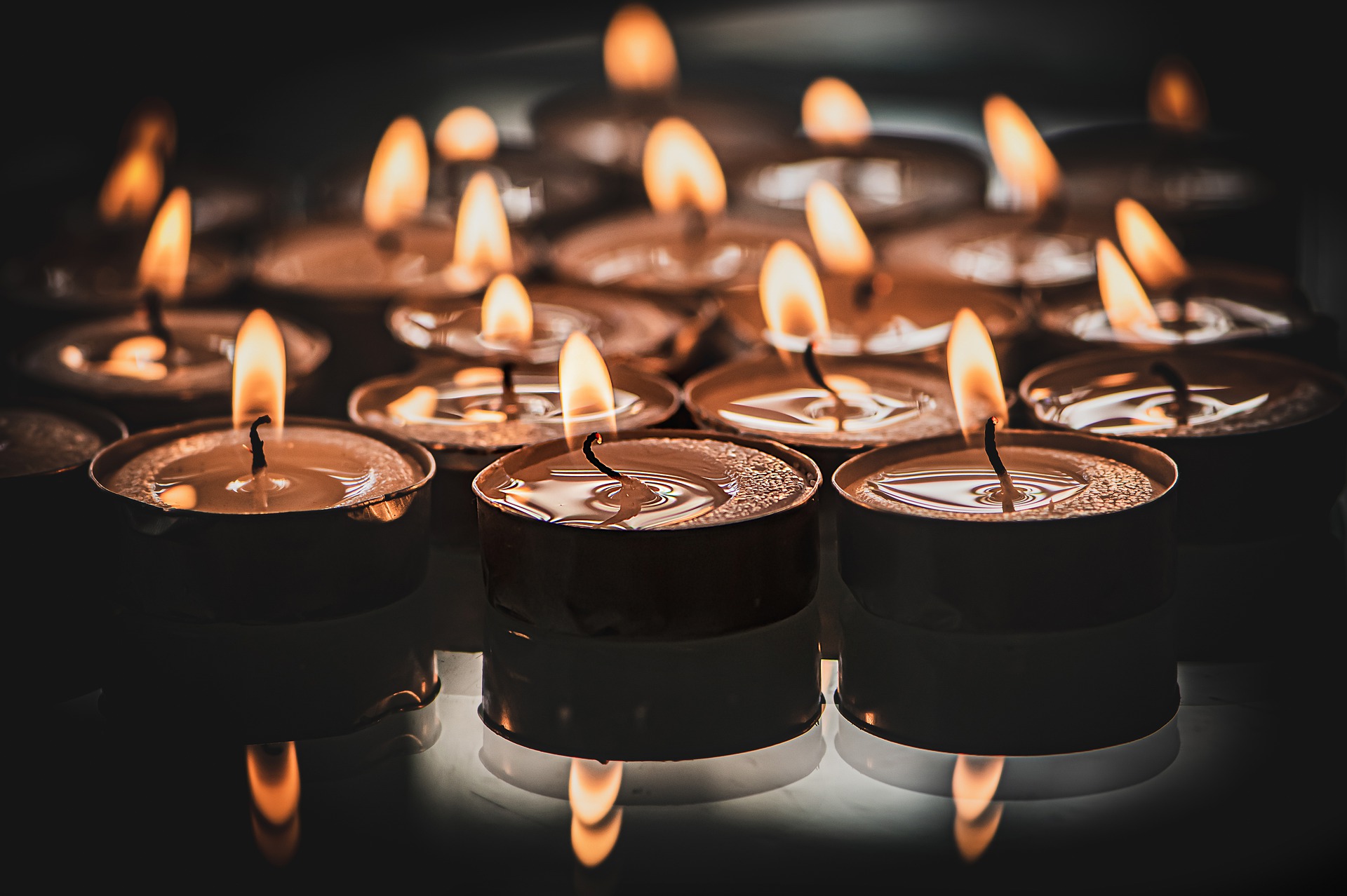 Cluster of lit tealights.